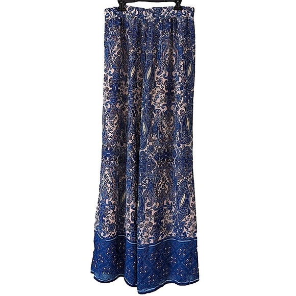 C est 1946 Border Print Palazzo Wide Leg Pants Size Small - Picture 1 of 7